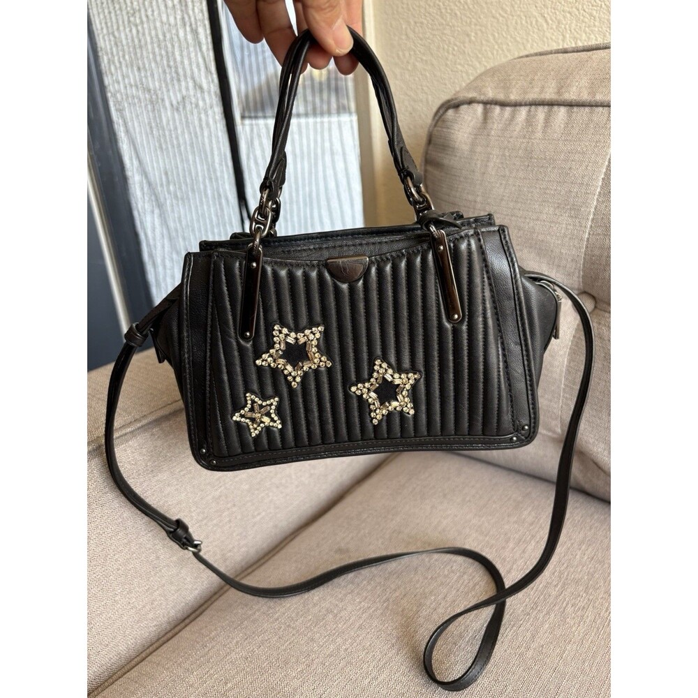 RARE! COACH Dreamer 21 Quilted Black Leather Crystal Star Rivets Crossbody Bag